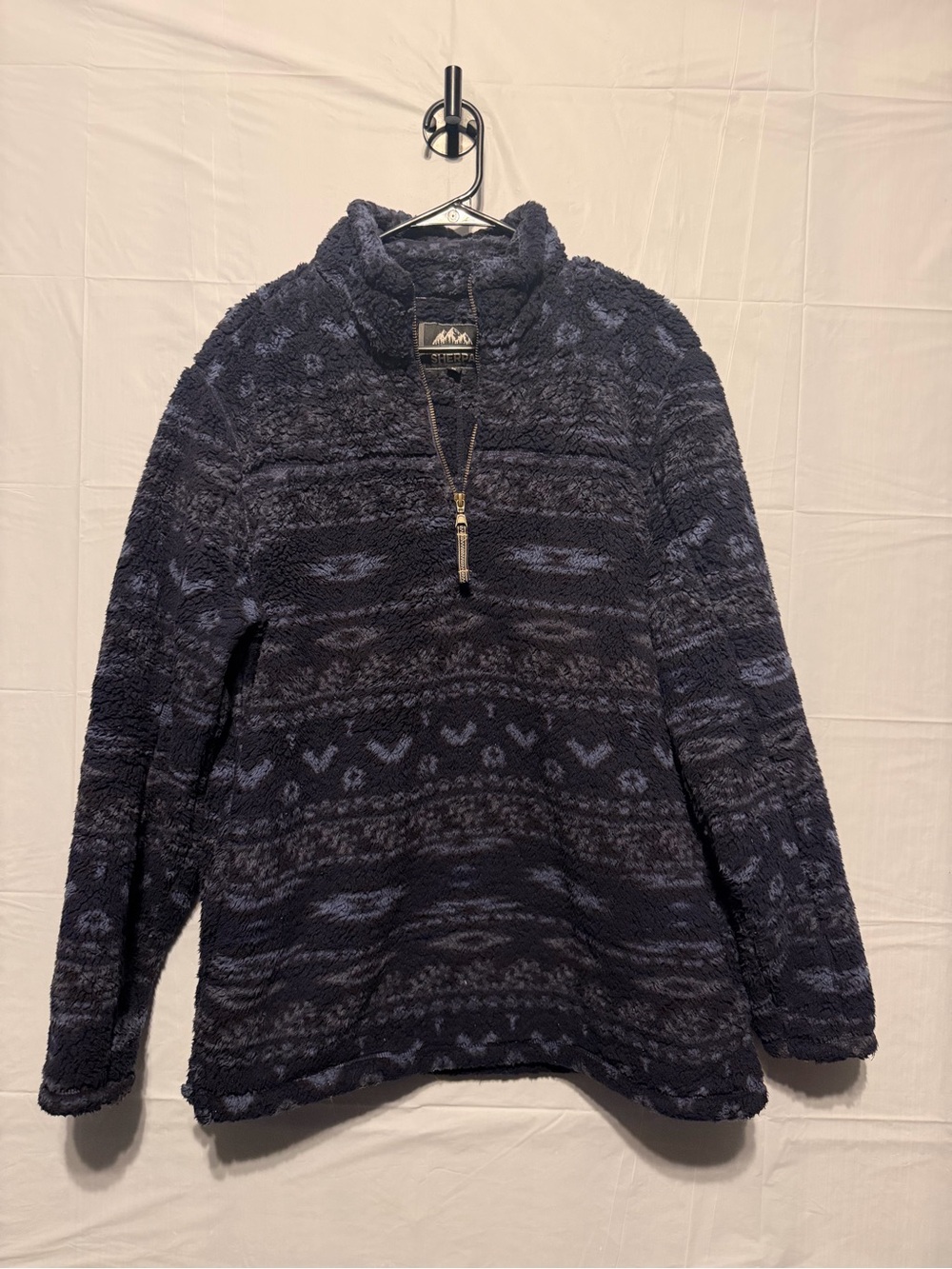 Alpine Navy and Dark Blue Zip Sherpa Pullover